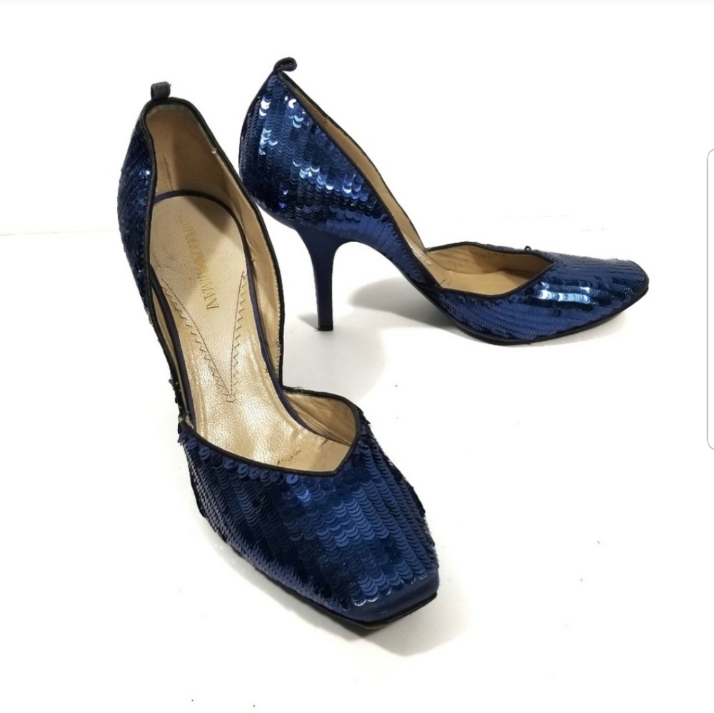 Emporio Armani Blue Sequin Heels / o